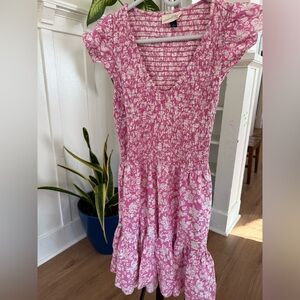 Universal Thread Pink Floral Smocked Mini Dress.